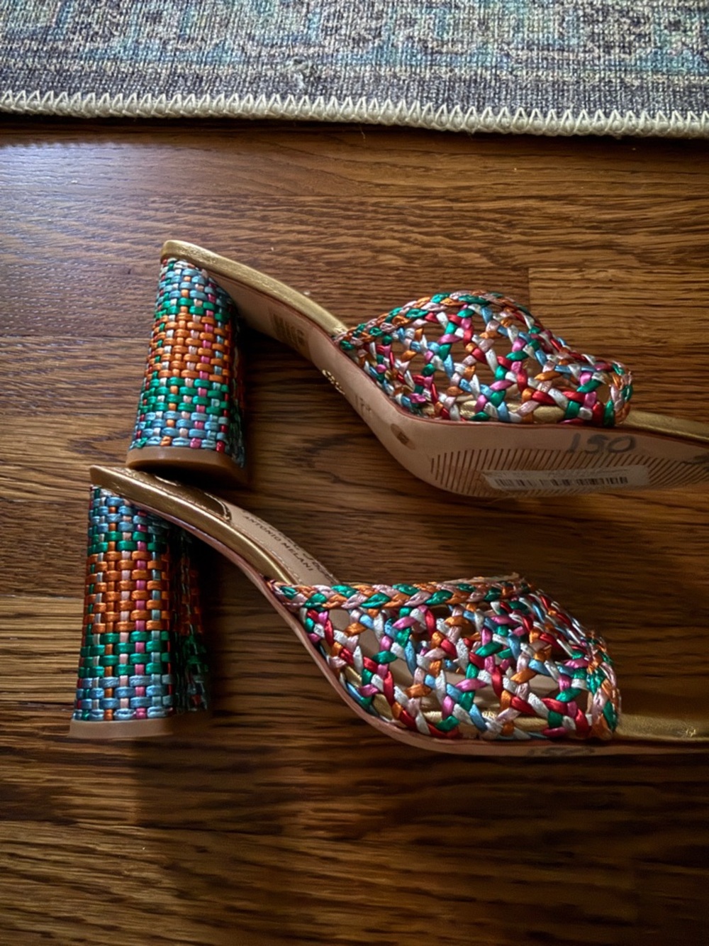 Multicolor Woven Block Heel Mule - Women's Slip-On